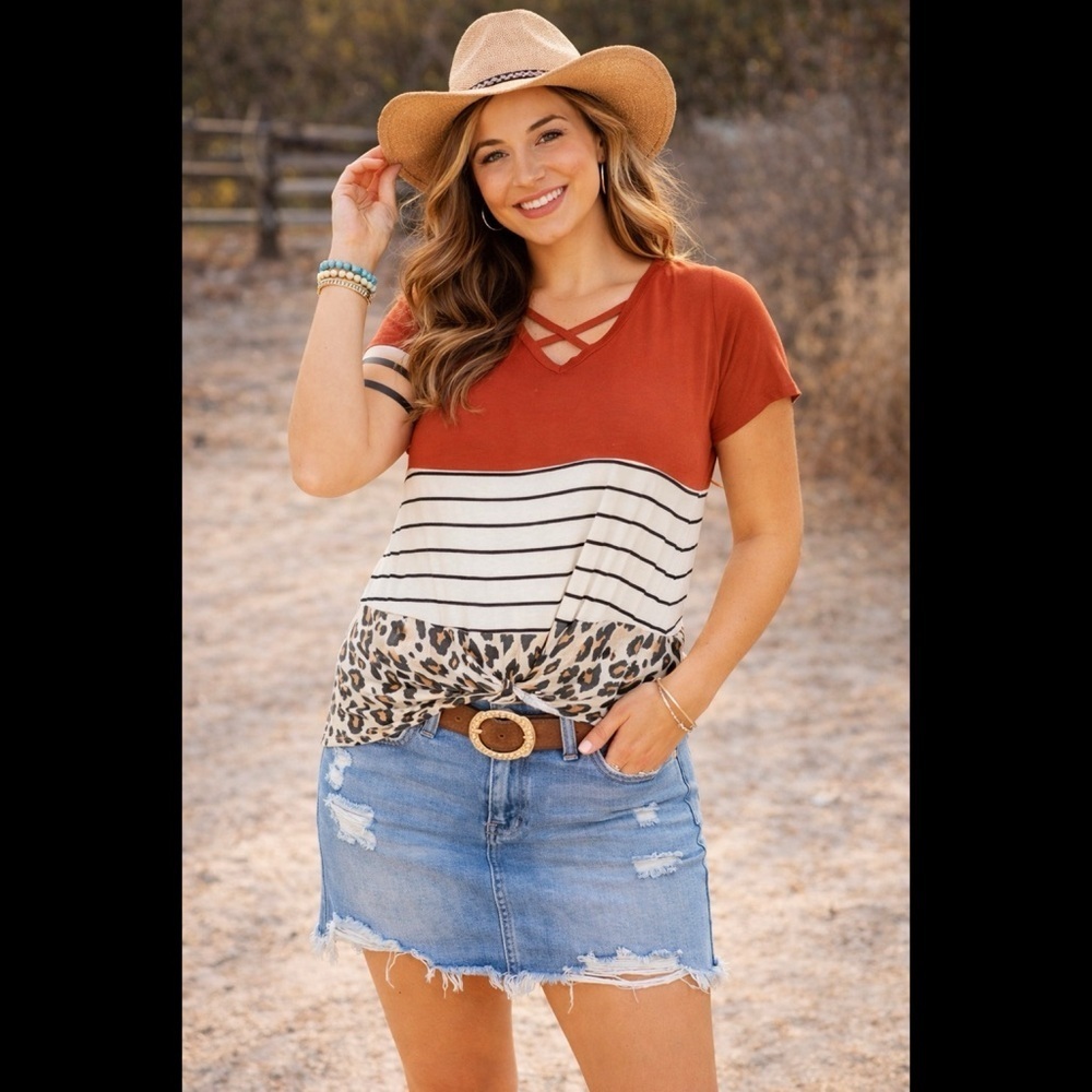 MAURICES Strappy Cheetah Print T Shirt